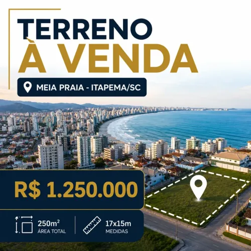 Terreno em Meia Praia por R$ 1,25 Milhão Excelente Localização