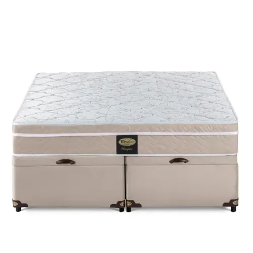 Cama Base Baú Rose/Marrom e Colchão Star King 