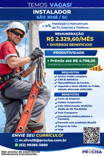 INSTALADOR DE SERVIÇOS DE TELECOMUNICAÇÕES