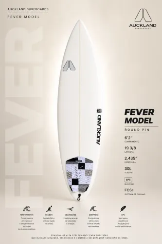 Prancha AUKLAND Ferver model 6?2 30L + quilhas solfins large
