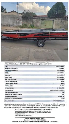 BARCO ALUMÍNIO 6 METROS