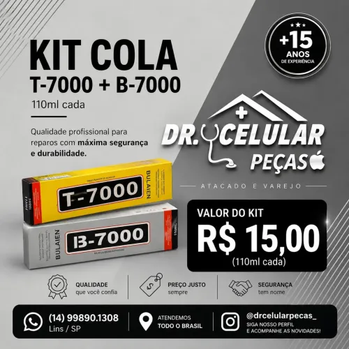 KIT 2un COLA CELULAR TELA MULTIUSO B7000 e T7000 110ml (GRANDE)