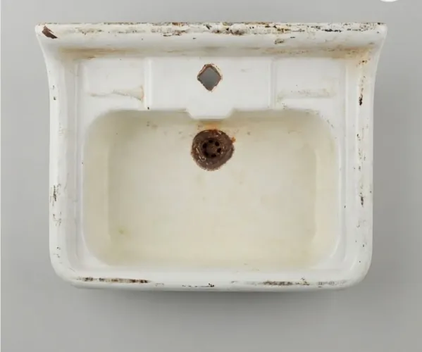 Antiga Pia Esmaltada Em Ágata E Ferro Fundido. 