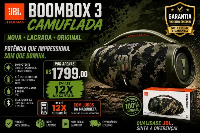 JBL BOOMBOX 3 NOVA LACRADA GARANTIA DE FÁBRICA 