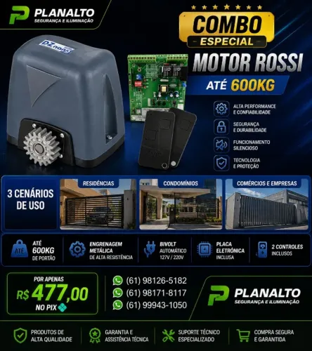 Kit motor Rossi 600kg + Placa da Rossi + 2 Controle Rossi (Novos) C/GARANTIA