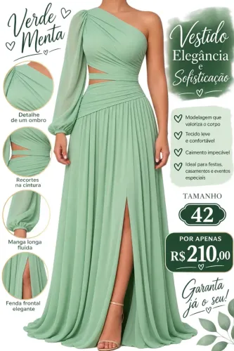 VENDO VESTIDO LINDO, COR VERDE MENTA, PERFEITO. USANDO APENAS UMA VEZ.