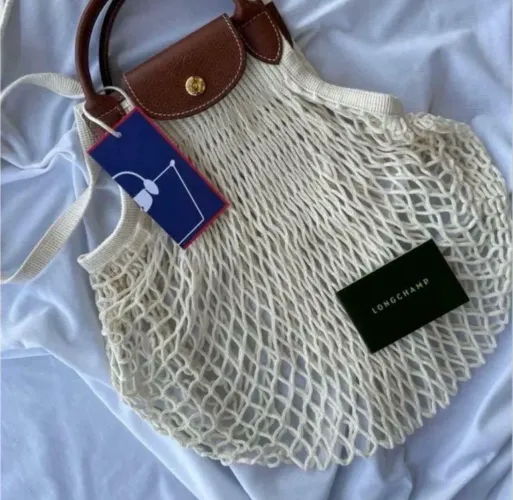 Bolsa crochê Longchamp bege