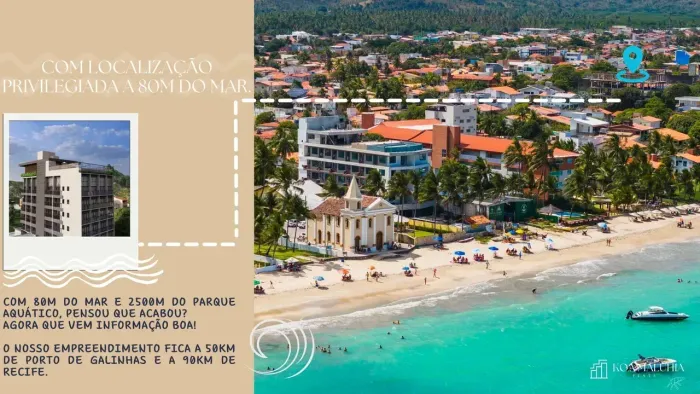 TAMANDARÉ - FLAT 28 m² na famosa praia de Campas com vista mar definitiva