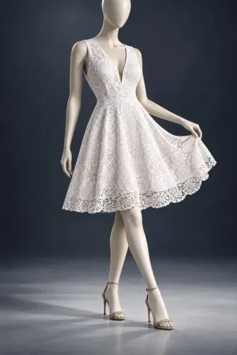 Vestido Branco de Renda Feminino com Decote V ? Tamanho G