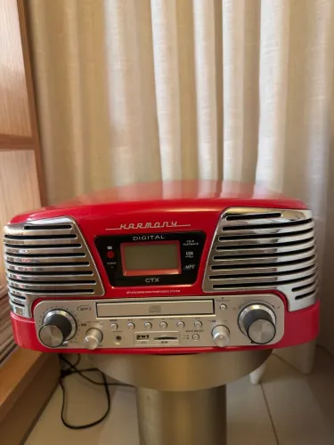 Vitrola Retrô Harmony CTX Vermelha USB CD Vinil Rádio FM