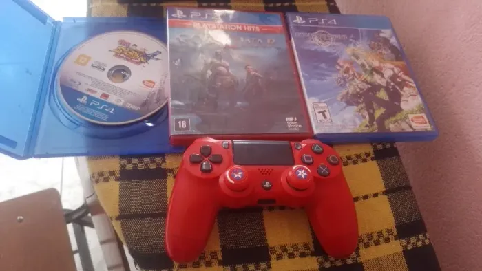 controle original vermelho mais 3 jogos top so vendo tudo junto