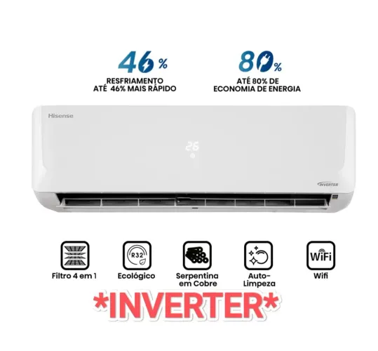 Ar Split Hisense Inverter 18.000 BTUs + Novo + Nota + Garantia+ Wi-fi+ Cartão 12x