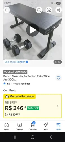 Banco novo musculação supino reto 90 cm