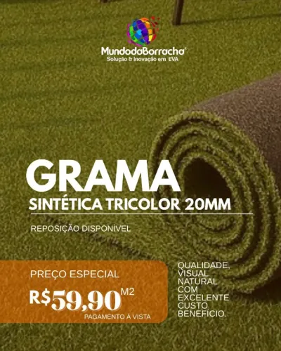 OFERTA!!! GRAMA SINTÉTICA TRICOLOR 20MM