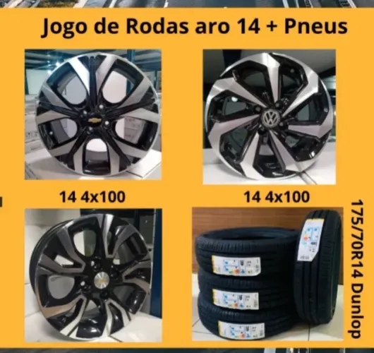 Jg rodas aro 14 4x100 + 175/70R14 Dunlop - R$ 3.890,00