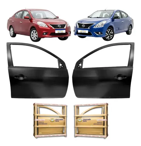 Par Porta Dianteira Versa 2011 A 2020 Unique Novo Dianteira Ambos Os Lados Preto