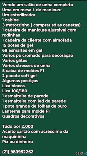 Tudo pra montar um salão de unha 