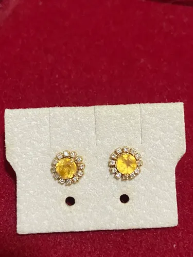 Brinco segundo furo ou baby ouro - diamantes e citrino