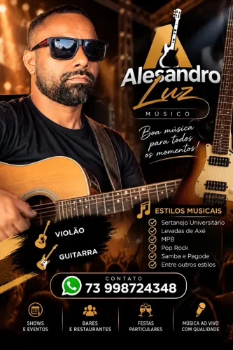 Toco guitarra e violão, disponível para seu show ou trabalho