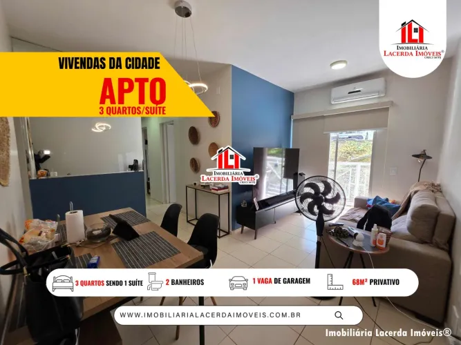 Condomínio Vivendas da Cidade - Apartamento 3 Quartos Sendo 1 Suíte, 68m² e Varanda
