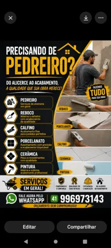 Pedreiro Profissional | Reboco, Calfino, Porcelanato, Cerâmica e Pintura