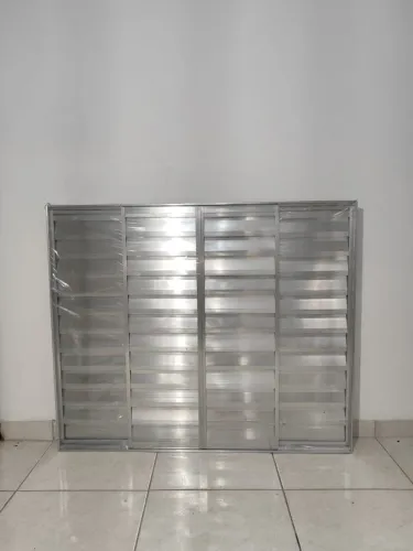 *JANELA DE QUARTO VENEZIANA 6 FOLHAS COM GRADE - 1,00 x 1,20 - BRILHANTE*