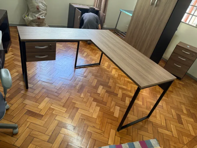 Mesa em L industrial C/2 gavetas Maranello NOVO!!