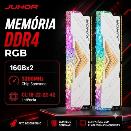 Memoria ram ddr4 16x2 ( 32gb) 3200mhz RGB Juhor CL18 novas lacradas Pc gamer