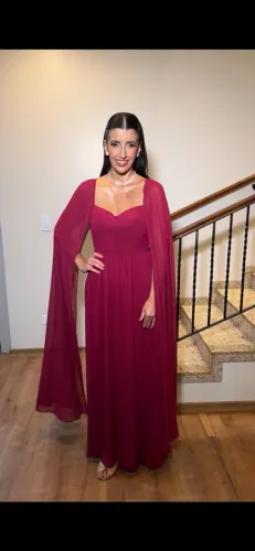 Vestido manga longa Marsala