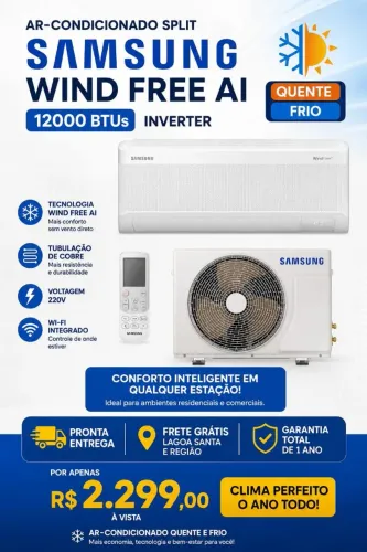 Ar condicionado Samsung 12000btus Wind free quente frio