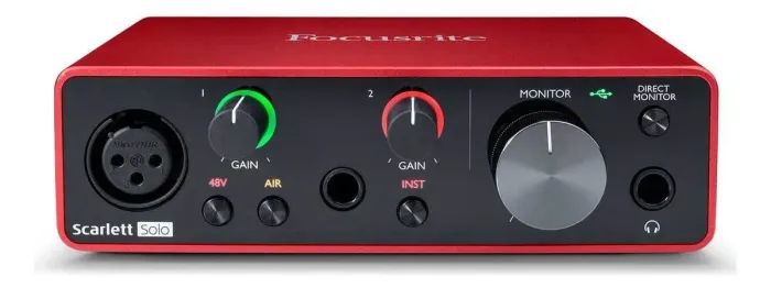 Interface De Áudio Focusrite Scarlett Solo Red - 3a Geração