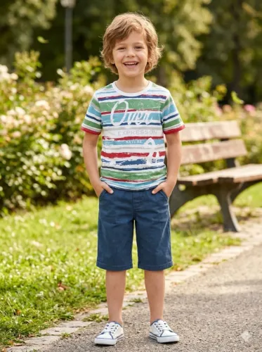 Conj Bermuda e Camisa Alphabeto infantil 4 anos menino