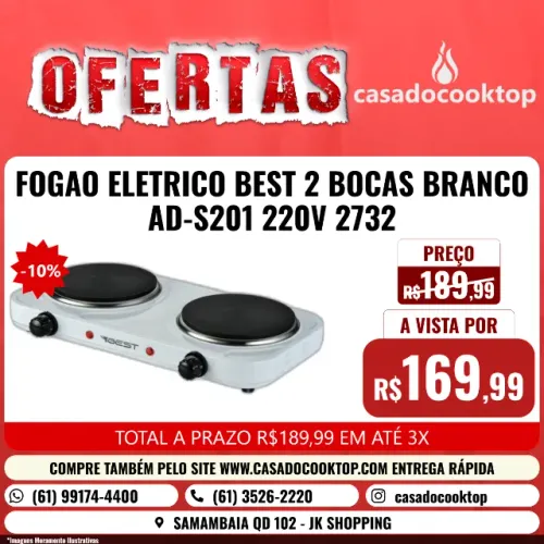 FOGAO ELETRICO BEST 2 BOCAS BRANCO AD-S201 220V 2732