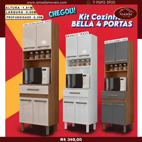Kit cozinha Bella 4 portas - à pronta entrega 