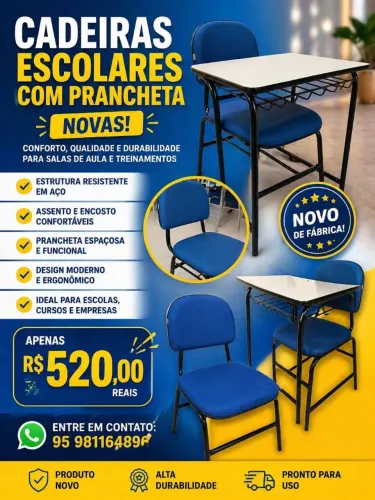 Conjunto Escolar com Cadeira Estofada Premium - Conforto e Durabilidade Macuxi Tech