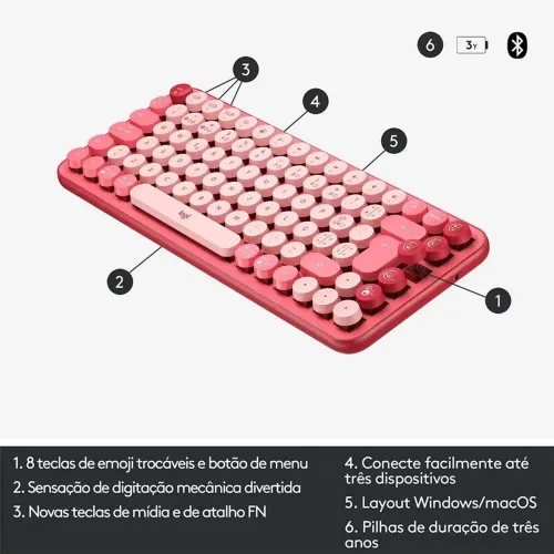 Teclado mecânico sem fio Logitech Rosa 