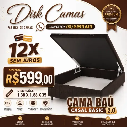 Organize Seu Quarto com a Cama Baú Casal Basic 2.0! Oferta Imperdível!