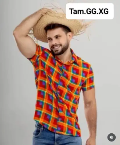 Camisa juninas xadrez nos tamanhos P. G. GG