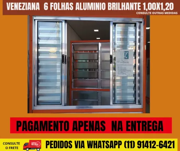 Veneziana de alumínio natural - linha mop