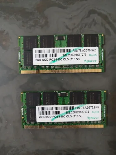 Par Memória DDR2 Notebook Apacer 4GB (2x2GB) DDR2 800MHz PC2-6400
