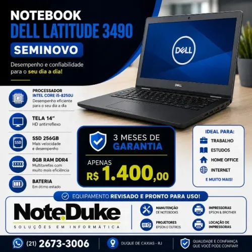 Notebook Dell 3490 / i5 8250u / 8GB RAM DDR4 / SSD M2 256GB