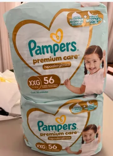 Kit com 2 Pacotes Fralda Pampers Premium Care XXG Total 112 fraldas