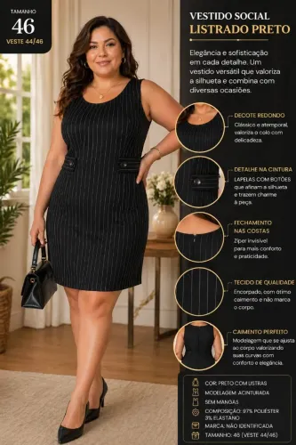 Vestido tubinho Risca de Giz