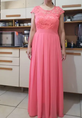 Vestido de Festa Longo Rosa Coral - Elegante e Delicado