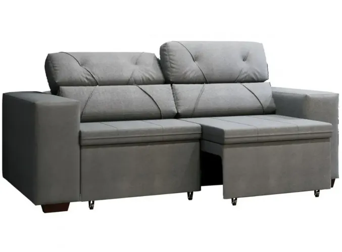 Sofá Retrátil Reclinável 3 Lugares Suede - Phormatta Evolution SMP<br>Cor Cinza