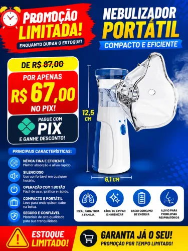 Nebulizador portátil 90 dias de garantia
