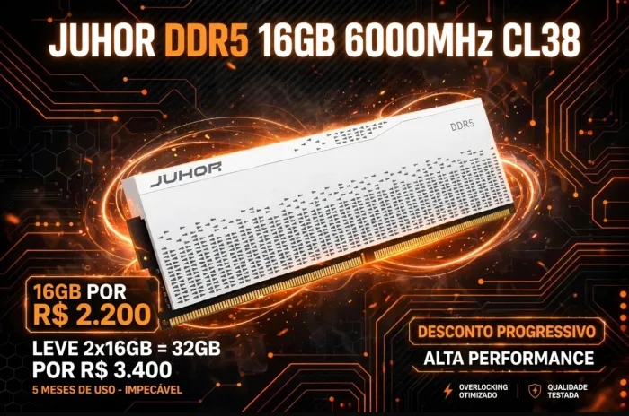 MEMÓRIA DDR5 2x16GB 6000MHz CL38 GAMER - 5 MESES DE USO - VOANDO BAIXO!