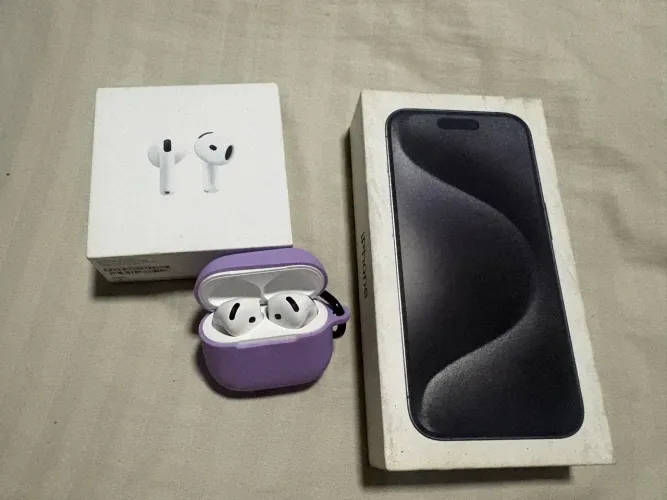 Vendo iPhone 15 pro 128GB + AirPods 4