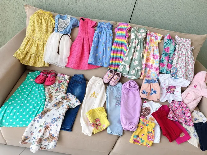 Lote de roupas infantil menina tm 1a 2 anos 60 peças
