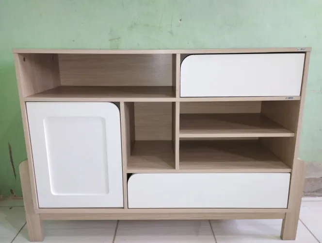 buffet aparador artely nature branco mdf 2 gavetas 1 porta
